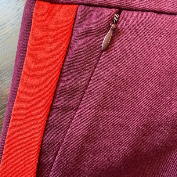 ANTHROPOLOGIE Burgundy w/Red Side Stripe Essential Slim Pants Women Size 6 - Picture 6 of 9